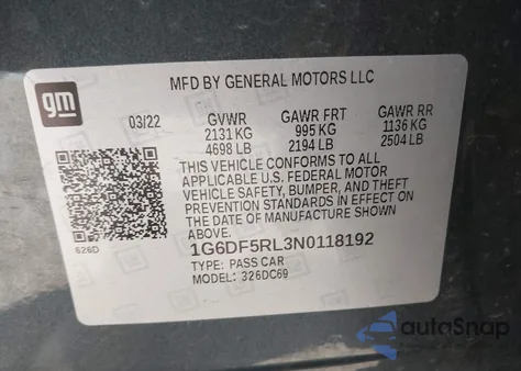 2022 Cadillac Ct4 Premium Luxury z USA, uszkodzony, nr VIN 1G6DF5RL3N0118192